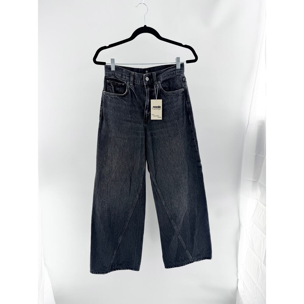 Anine Bing Brie High Waisted Denim Wide Leg Jeans Washed Black Women's Size 27 - Picture 2 of 5